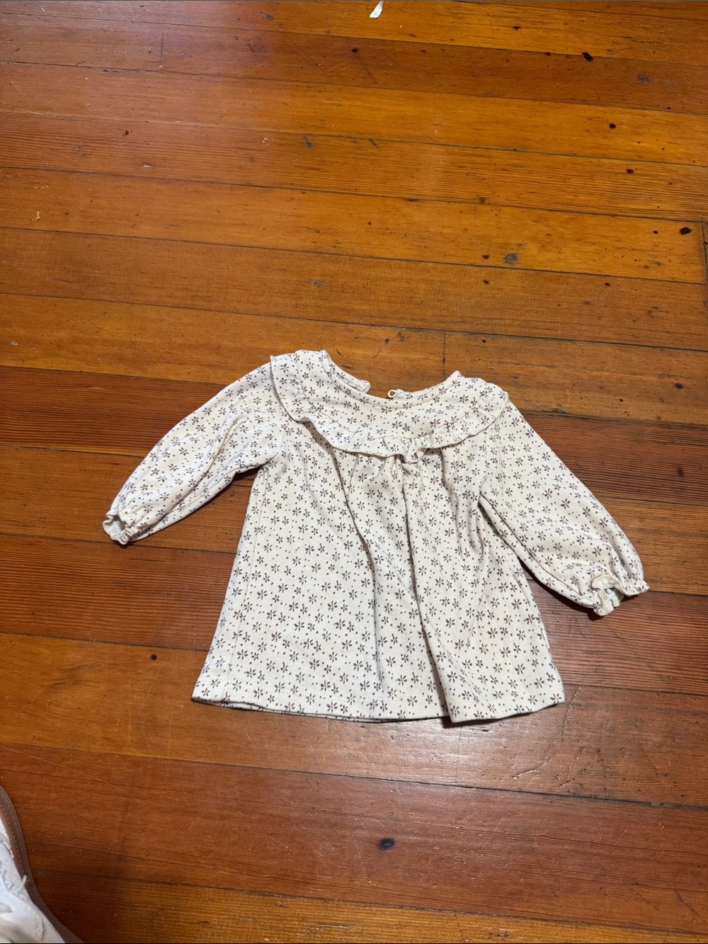 Zara Cream Floral Ruffle Yoke Top